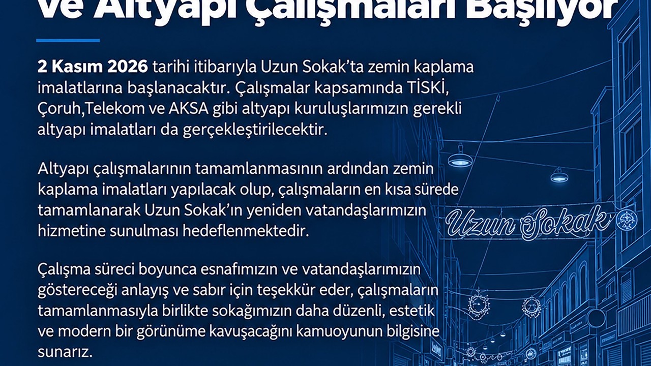 Trabzon’da Uzun Sokak’ta 2 Kasım’da Çalışma Başlıyor