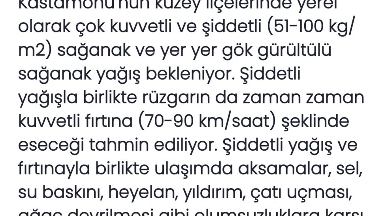 Batı Karadeniz’de Şiddetli Yağış ve Fırtına Uyarısı