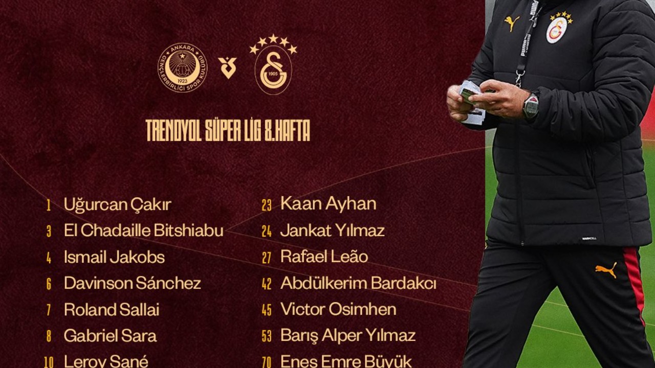 Galatasaray’ın Gençlerbirliği Maçı Kamp Kadrosu Açıklandı