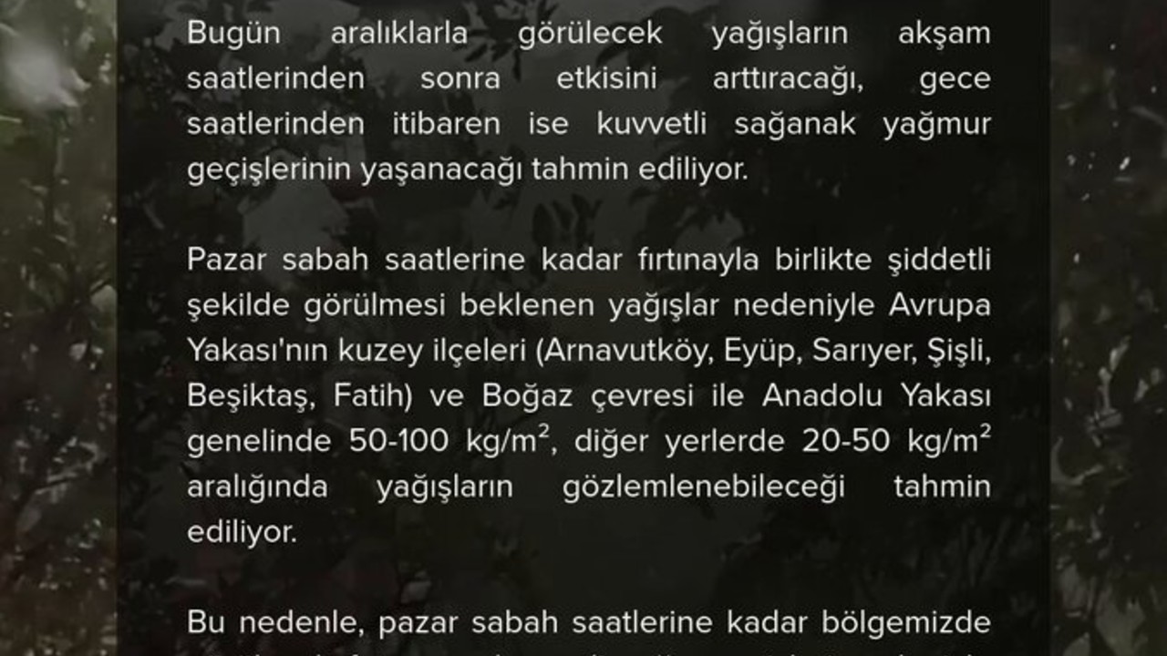 İstanbul’da Kuvvetli Yağış ve Fırtına İçin Turuncu Alarm