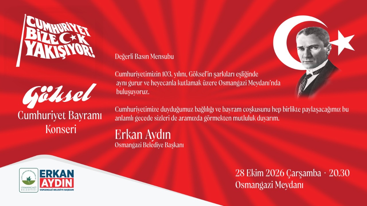 Osmangazi’de Cumhuriyet Bayramı Konseri Yarın Yapılacak