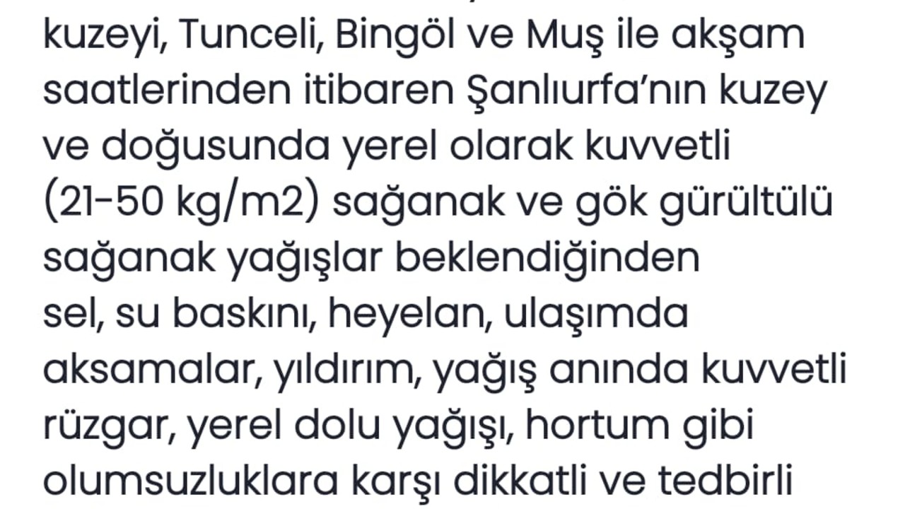 Doğu Kesimler İçin Kuvvetli Yağış Uyarısı Yapıldı