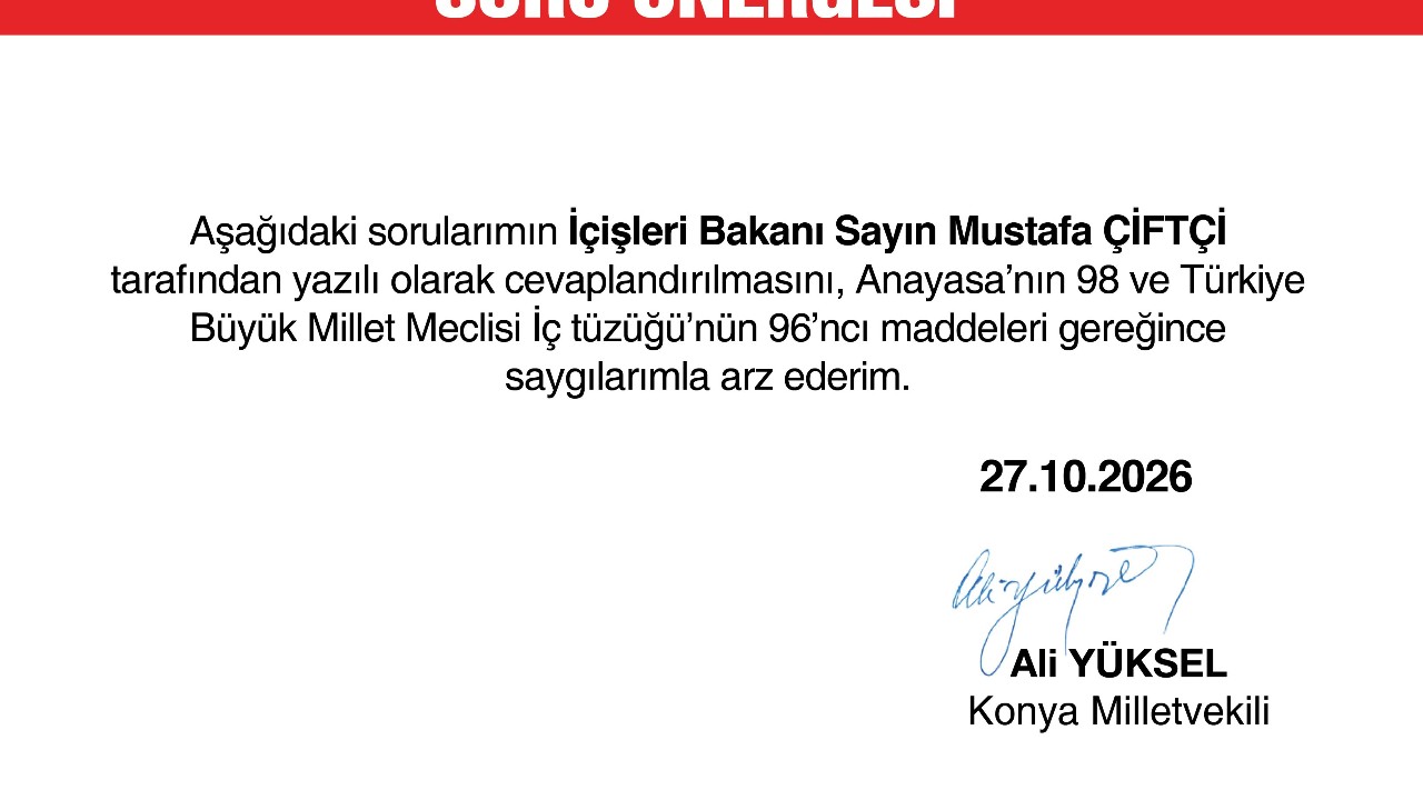 Özel Kalem Atamalarına İlişkin Soru Önergesi Verildi